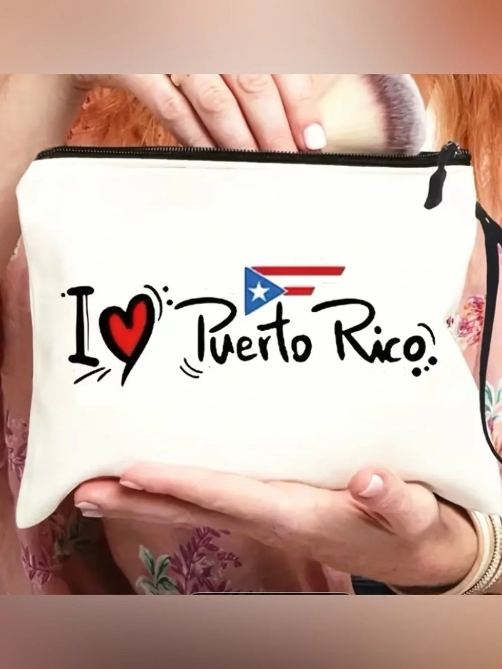 I ♥ Puerto Rico White Zip Pouch